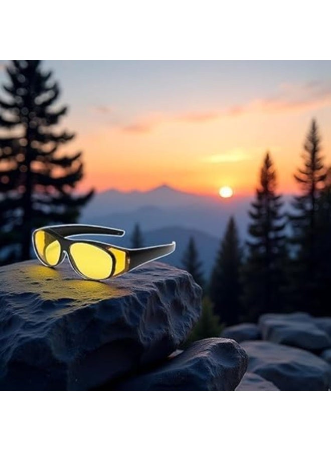 FAYET 3PCS Polarized Night Vision Fit-Over Glasses, UV400 Anti-Glare Yellow Lens Wraparound Driving Sunglasses for Men/Women, Enhanced Peripheral Vision, Ventilated and Non-Slip Frame. - Image 2